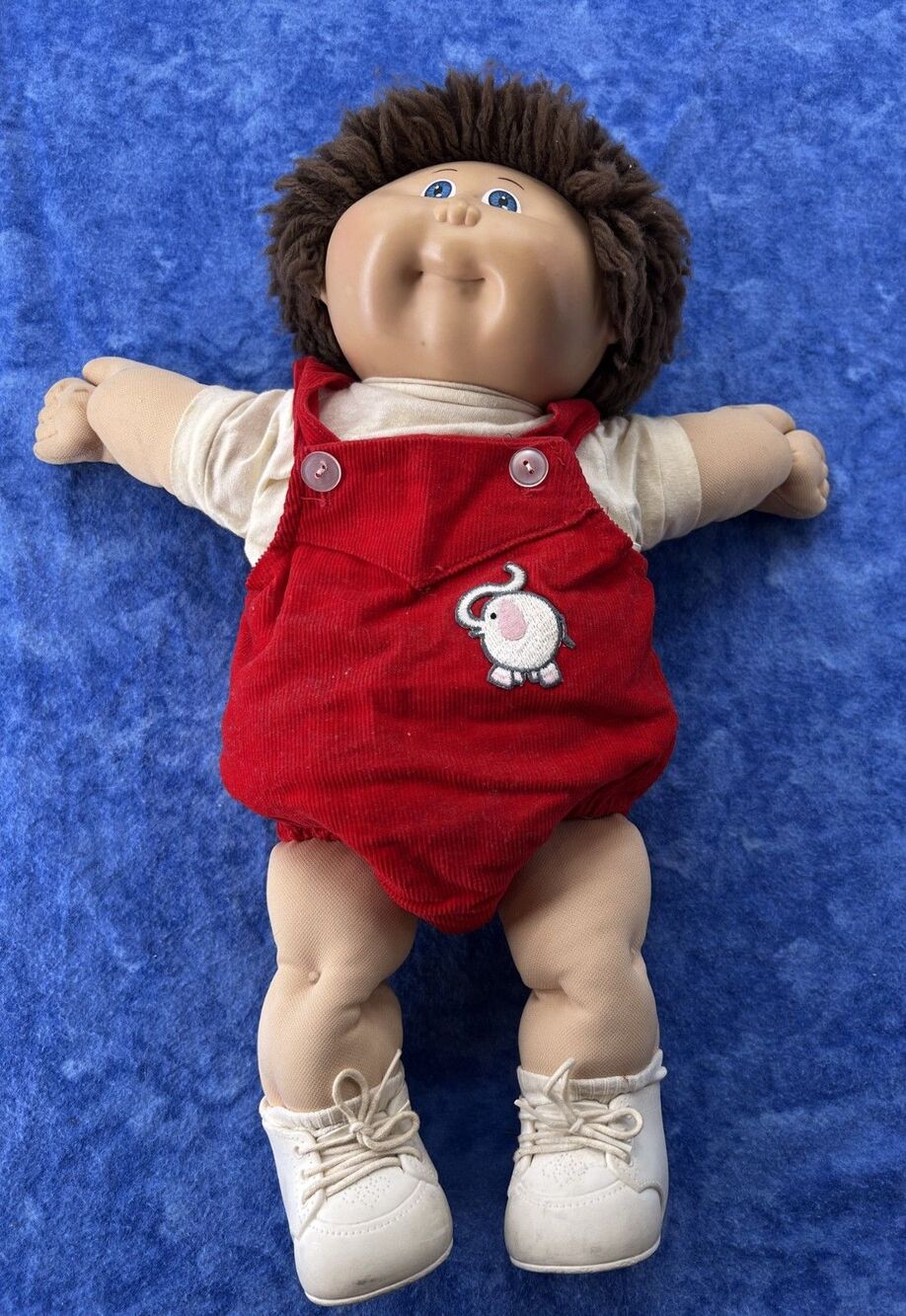 Vintage 1983 Cabbage Patch Kids Boy Doll Brown Hair Blue Eyes Original Outfit